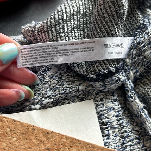 Daily Practice by Anthropologie Pullover Back Cut Out Sweater Navy White M NEW - Picture 14 of 16